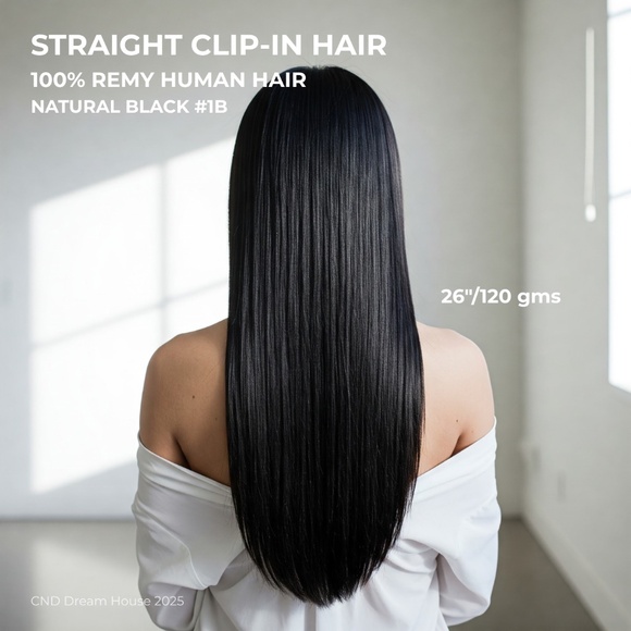 26" Clip-In Hair Extensions 120g Natural Black 1B - Picture 1 of 7
